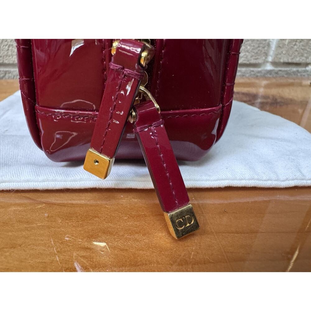 Christian Dior Cannage Patent Leather Pouch/clutch/cosmetic Bag Italy Auth - Picture 2 of 9
